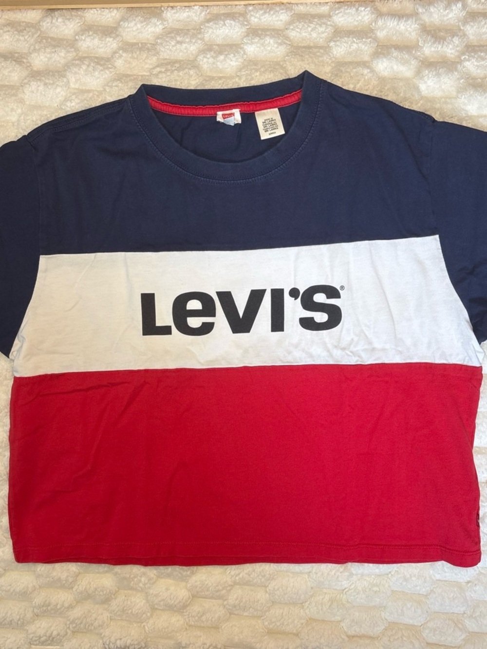 Women's Crop T Shirt Colorblock Graphic Logo Short Sleeve S - Levi's
